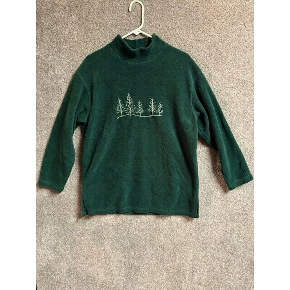 Marsh Landing Fleece Sweatshirt Womens Medium Embroidered Trees 70s Vintage